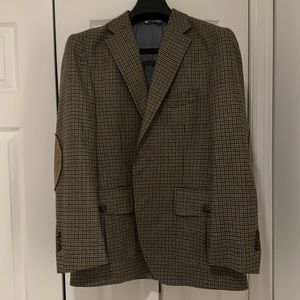 Michael bastian beige houndstooth men’s blazer with elbow patches